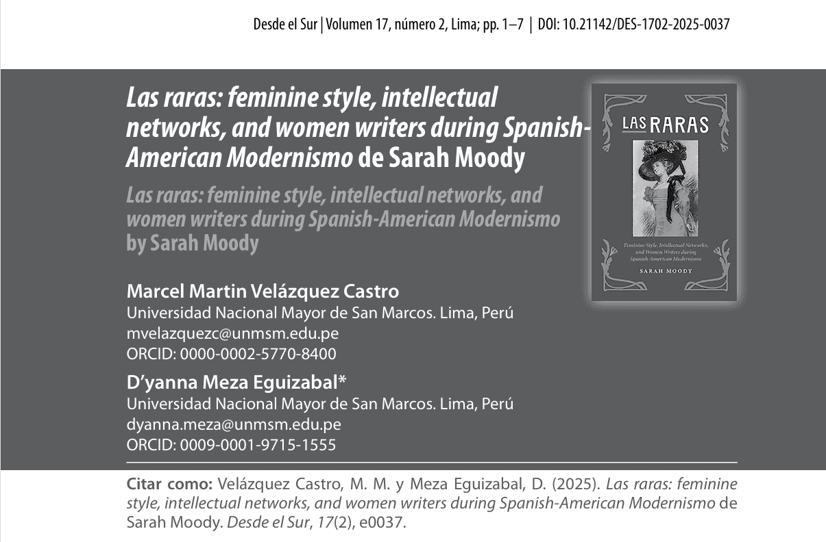 Publicación de reseña del libro «Las raras: feminine style, intellectual networks, and women writers during Spanish-American Modernismo de Sarah Moody»