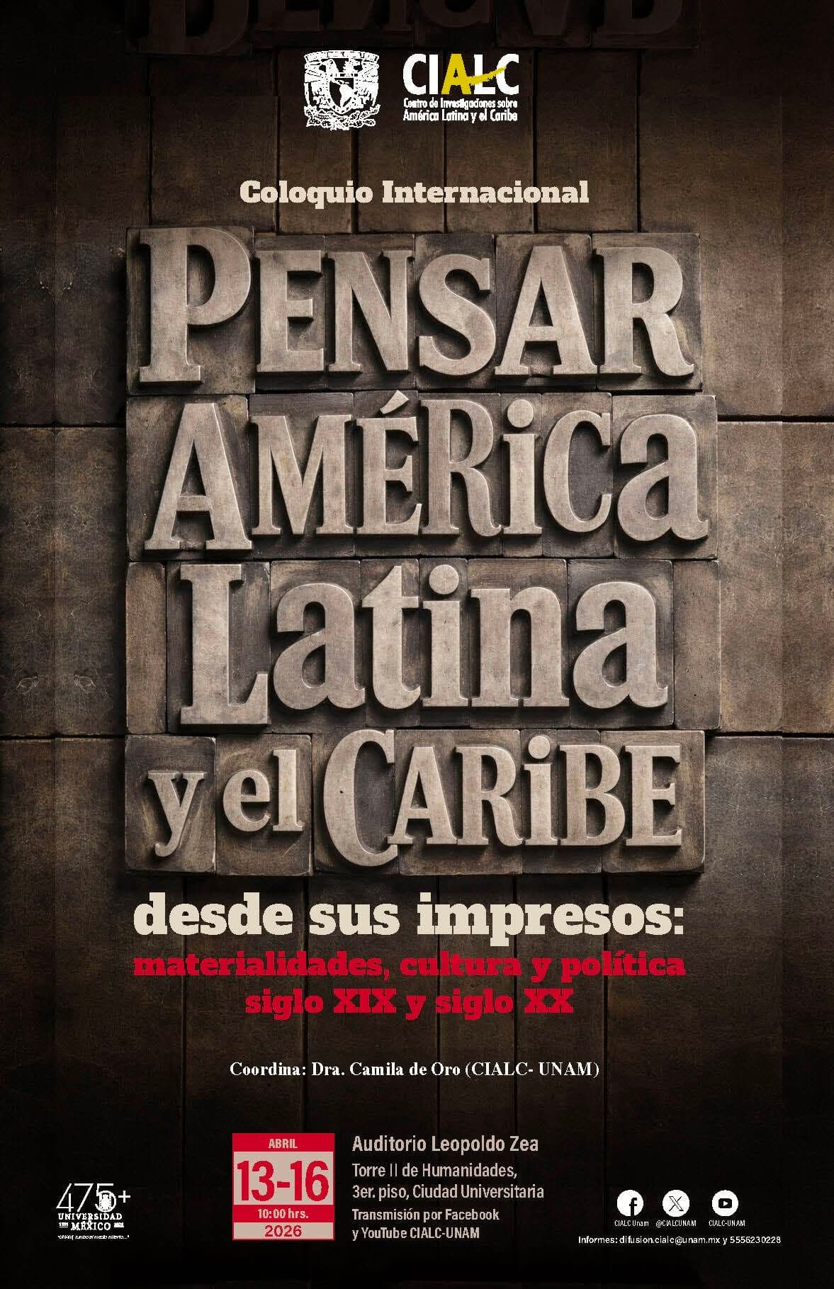 Participación en el Coloquio Internacional «Pensar América Latina y el Caribe desde sus impresos» (CIALC-UNAM)